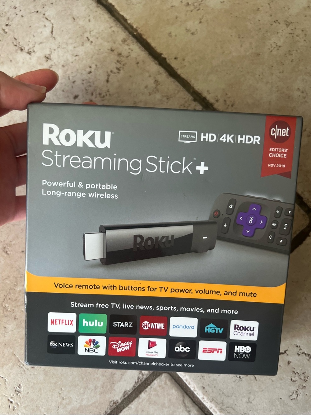 Roku Streaming Stick Plus 3810R - 4K Streaming Media Player with Voice Remote.